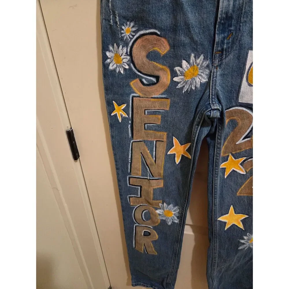 Senior Jeans - Size 26/2 R - Abercrombie & Fitch Jeans - hand painted/upcycled - Picture 4 of 7